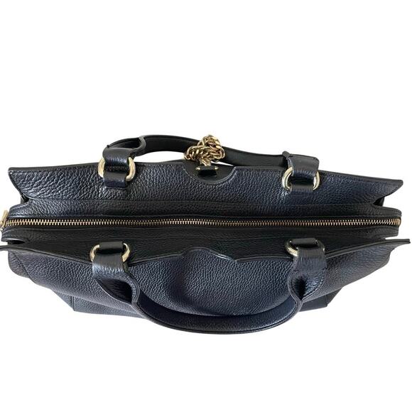 Authentic Versace Collection Pebbled Leather Chain Top Handle Bowler Bag Luxury - Picture 10 of 16